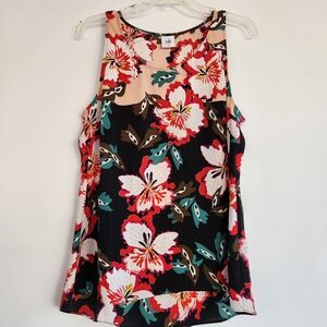 Floral Sleeveless Top - Black and Red
